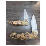 Two Folding Pocket Knives with Camouflage Handles