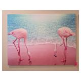 Canvas Art Featuring Two Flamingos
