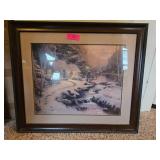 Thomas Kinkade Cottage Scene in Wooden Frame Signe