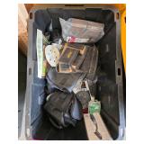 Large Plastic Bin of Tools and Accessories