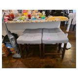 Four Gray Upholstered Bar Stools