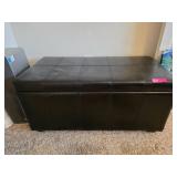 Black Faux Leather Storage Ottoman Bench