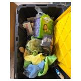 Large Plastic Tote with Various Items