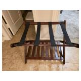 Wooden Luggage Rack with Black Straps