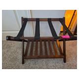 Wooden Luggage Rack With Black Straps