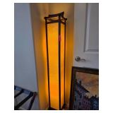 Wooden Frame Floor Lamp with Fabric Panels
