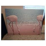 Canvas Art Featuring Flamingos by the Shore
