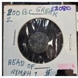 200 BC Greek Coin With Head of Nymph