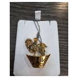 Sterling Silver Chain with Gold-Tone Pendant