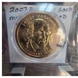 2007-D James Madison 24K Gold-Plated $1 Coin