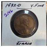 1932-D Lincoln Wheat Cent in Very Fine Condition
