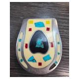 Belt Buckle with Inlaid Turquoise and Accents