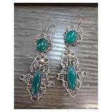 Sterling Silver Green Gemstone Earrings