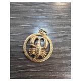 14k Gold Lobster Pendant, 2.6g