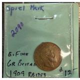 1909 Great Britain Spiel Marke Coin