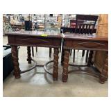 Wooden Side Tables With Parquet Tops
