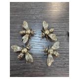 Four Brass Bee Figurines