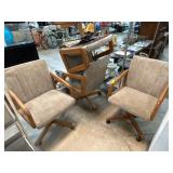Four Rolling Wooden Armchairs