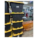 Five Black and Yellow Storage Bins