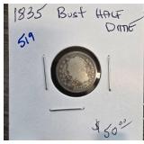 1835 Capped Bust Half Dime Coin
