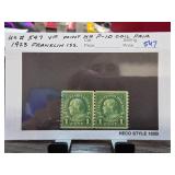 US Scott #597 Mint NH 1923 Franklin Coil Pair