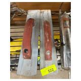 Two Metal Hand Trowels with Red Handles