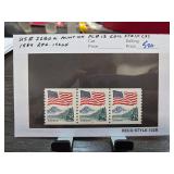 1984 USA 22c Flag Yosemite Plate Number Strip Mint