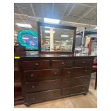 Wooden Dresser with Attached Mirror