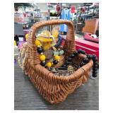 Wicker Basket With Assorted Jewelry