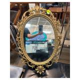 Ornate Oval Wall Mirror with Gold-Tone Frame