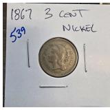 1867 United States 3-Cent Nickel Coin