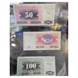 Yugoslavian Dinar Banknotes, Three Pieces