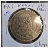 1957 Mexico Un Peso Coin