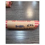 Roll of Steel Wheat Pennies in Paper Wrapper