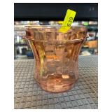 Pink Depression Glass Ice Bucket with Silver Tongs