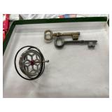 Two Metal Keys and Gyroscope Toy