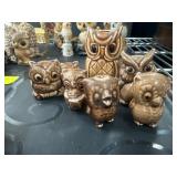 Brown Ceramic Owl Figurines