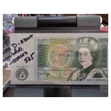 Bank of England One Pound Note with Queen Portrait