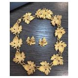 Gold-Tone Leaf Motif Jewelry Set