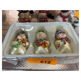 Glass Snowman Ornaments and Sleigh Decoration