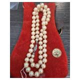 Hand-Knotted Faux Pearl Necklace with Clasp