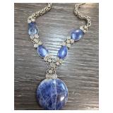 Sodalite Necklace With Decorative Chain