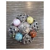 Vintage Style Brooch With Colorful Beads