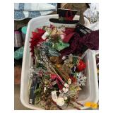Christmas Decorations in Plastic Bin