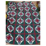 Handmade Quilted Blanket with Floral Motif
