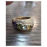 Sterling Silver Ring with Multi-Color Stones