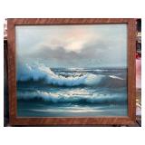 Framed Ocean Wave Oil Painting by Thomas