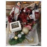 Christmas Decorations in a Plastic Bin