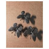 Three Brass Tone Butterfly Brooches