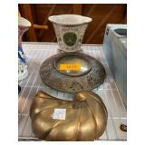 Decorative Ceramic Vase, Brass Mold, and Metal Clo
